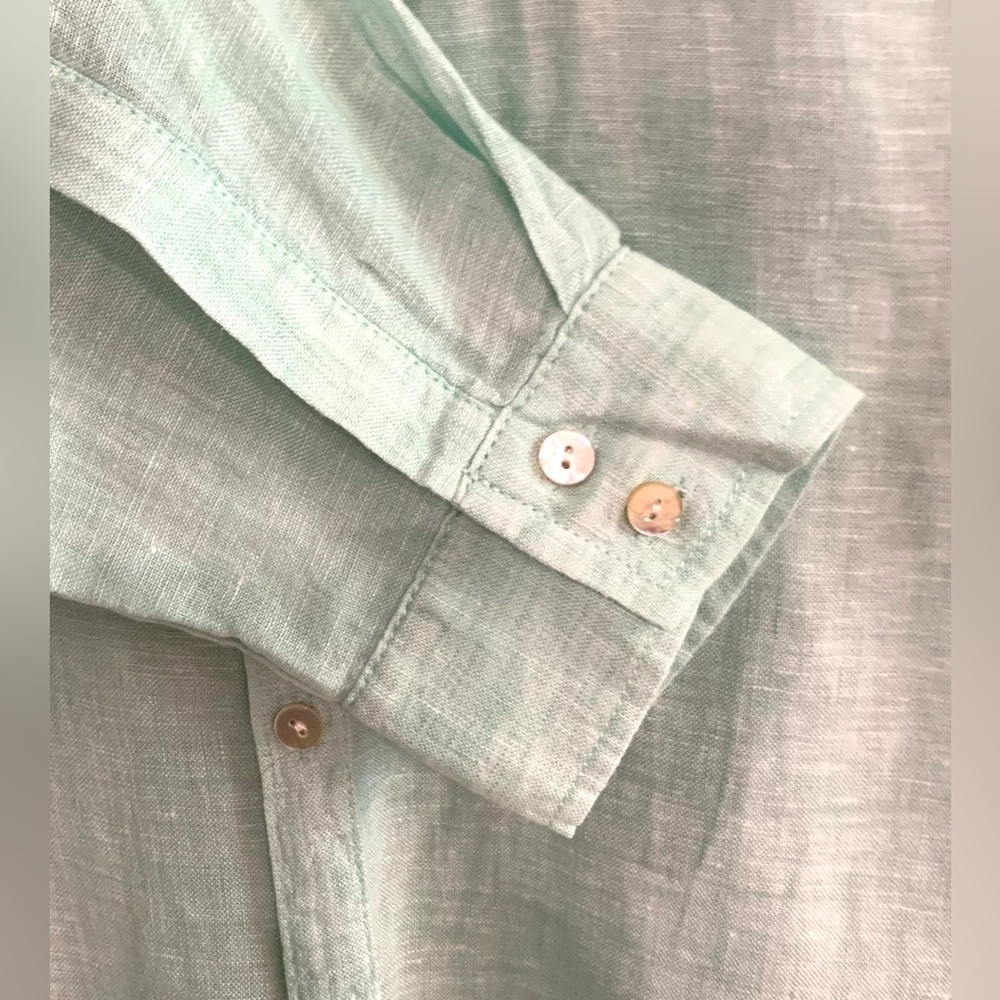 Sigrid Olsen Lt. Mint Green Linen Top Sz XL - Picture 4 of 9